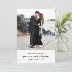 Genevieve Black and White Photo Modern Wedding Programme
