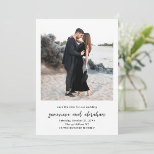 Genevieve Black and White Photo Modern Wedding Save The Date