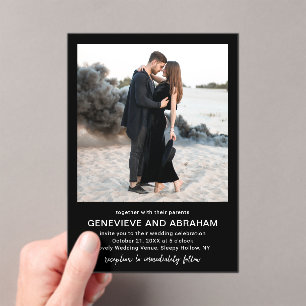 Genevieve Black Photo Modern Wedding Acrylic Invitations
