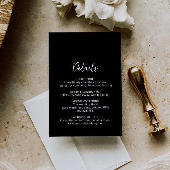 Genevieve Black Photo Modern Wedding Enclosure Card (Creator Uploaded)