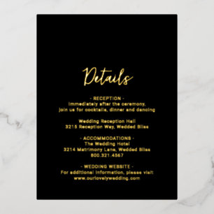 Genevieve Black Photo Modern Wedding Foil Invitation Postcard