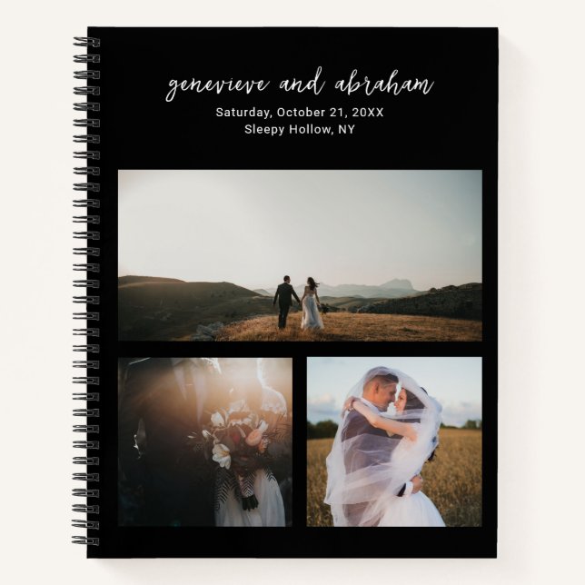 Genevieve Black Photo Modern Wedding Notebook (Front)