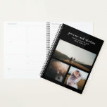 Genevieve Black Photo Modern Wedding Planner<br><div class="desc">Modern planner featuring a simple and minimal design with a photo collage of three of your favourite wedding pictures over a black background.  Above are your names in an elegant script along with your wedding details.  The back has a full size vertical photo.</div>