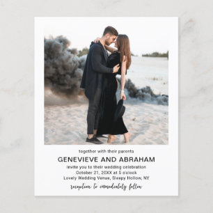Genevieve Black White Photo Modern Wedding Invite Flyer
