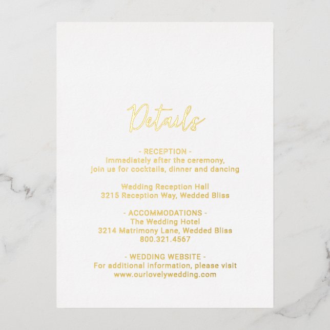 Genevieve Photo Modern Wedding Foil Invitation Postcard (Front)