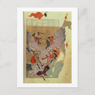 Genghis Khan (c.1162-1227) fighting the Chinese in Postcard