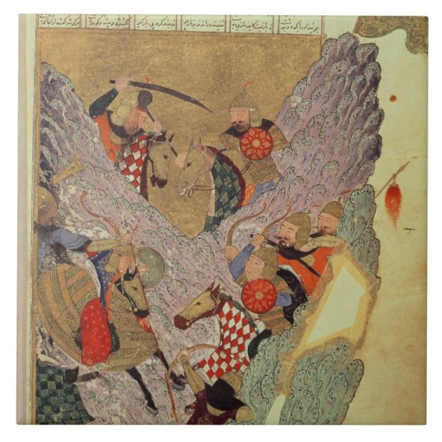 Genghis Khan (c.1162-1227) fighting the Chinese in Tile (Front)