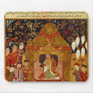 Genghis Khan in his tent by Rashid al-Din Mouse Mat