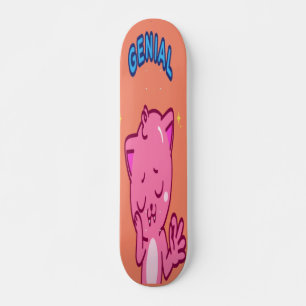 Genial - Cute Pink Cat Skateboard