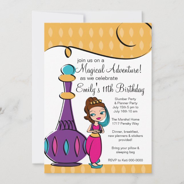 Genie and Lamp Invitation (Front)