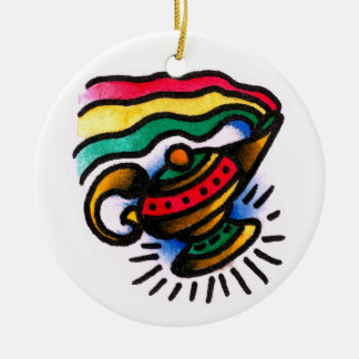 Genie Bottle Watercolor Ceramic Tree Decoration