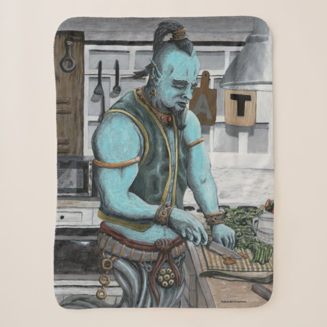 Genie Chef Cooking Dinner Fantasy Art Blanket (Front)