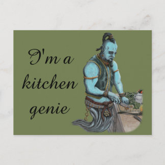 Genie Chef Cooking Dinner Fantasy Art Postcard