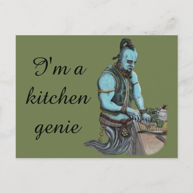 Genie Chef Cooking Dinner Fantasy Art Postcard (Front)