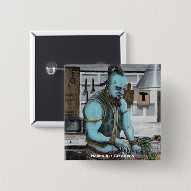 Genie Cooking Kitchen Magic Fantasy Art Button (Front & Back)