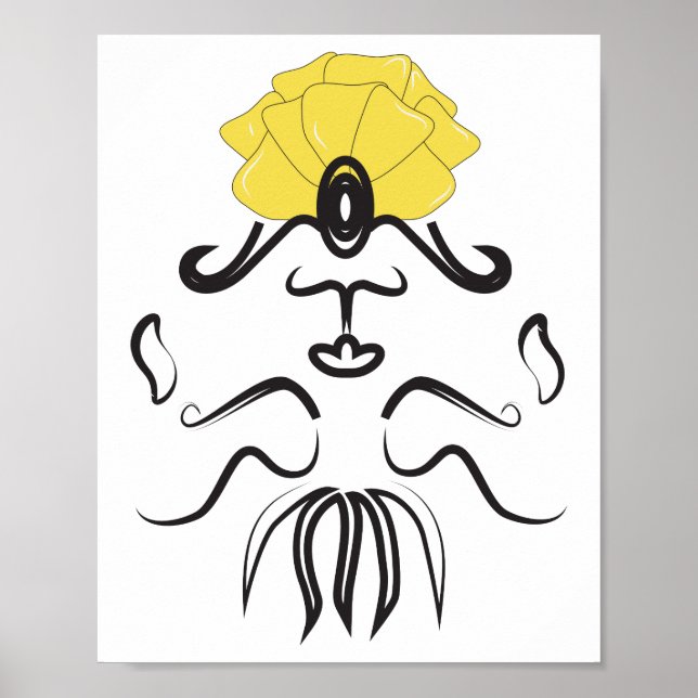 Genie Petal Hat Line Art  Poster (Front)