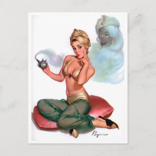 Genie Pin Up Postcard