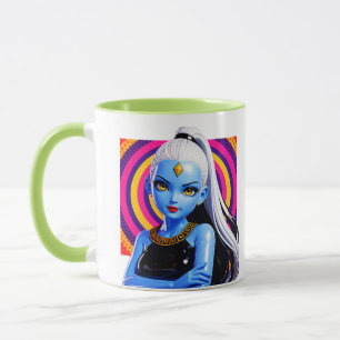 Genie Princess Mug Glossy Fantasy Portrait Blue