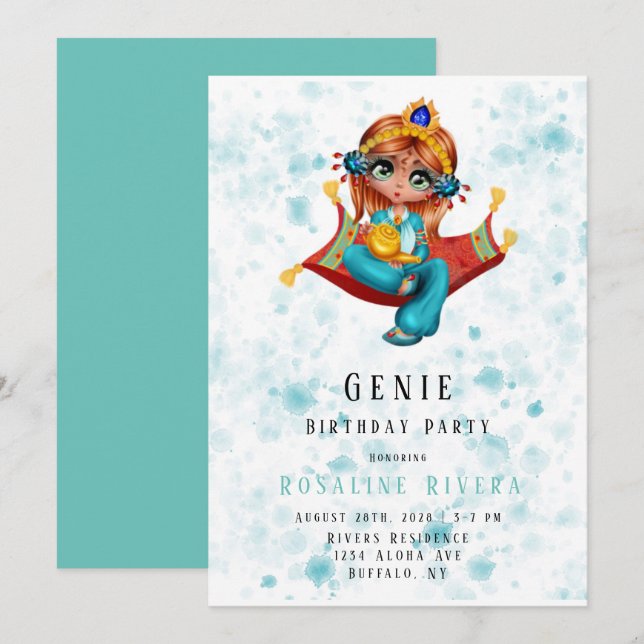 Genie Red Carpet Preteen Girl Birthday Party Invitation (Front/Back)