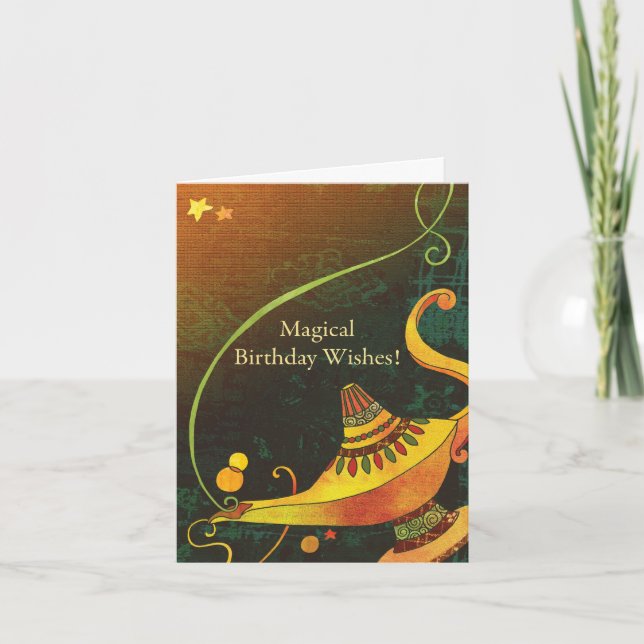 Genie's Lamp Birthday Wishes Card (Front)