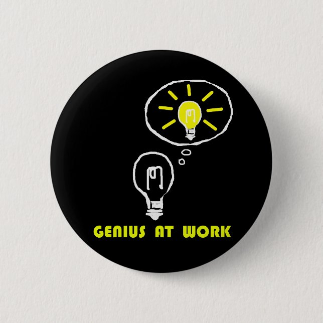 GENIUS AT WORK 6 CM ROUND BADGE (Front)