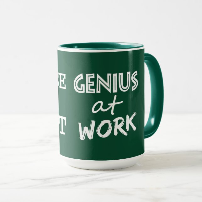 Genius at Work custom colour mugs (Front Right)