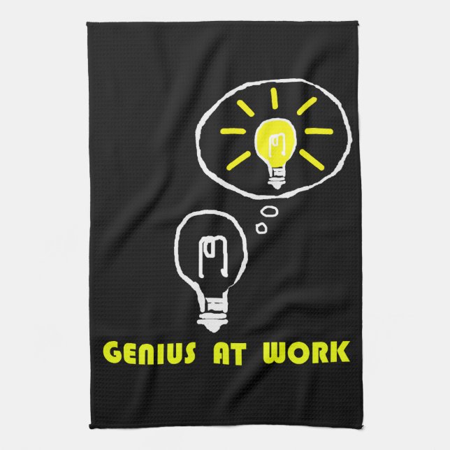 Genius at work tea towel (Vertical)