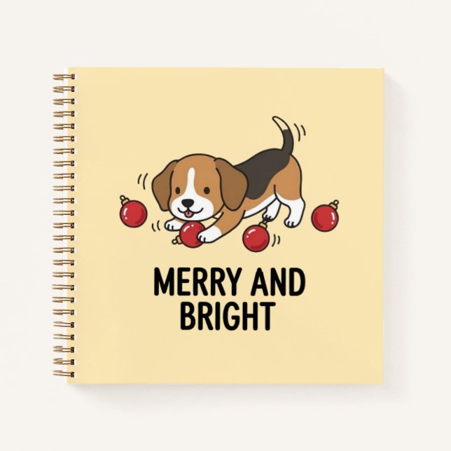 Genius Beagle Christmas Lights Festive Sketchbook Notebook (Front)