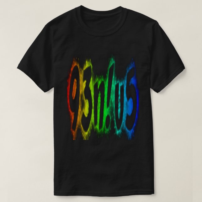 Genius Funny Typography Bright Rainbow Colours T-Shirt (Design Front)