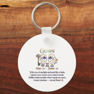 Genius Gemini Zodiac Art Gift Key Ring