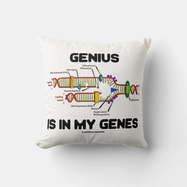 Genius Is In My Genes DNA Replication Humour Cushion (Front)