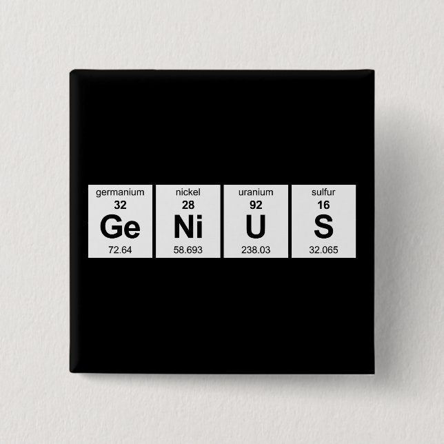 GeNiUS Periodic Table 15 Cm Square Badge (Front)