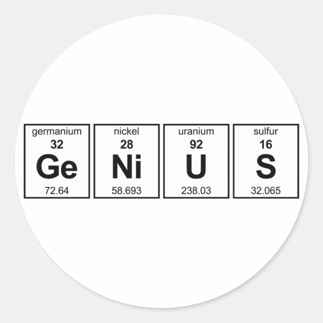 GeNiUS Periodic Table Classic Round Sticker (Front)