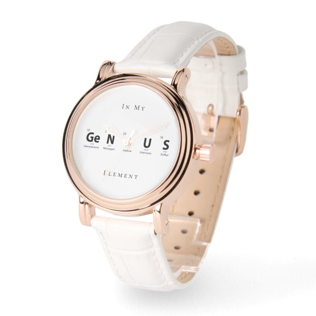 'Genius' Periodic Table Curiosity Knowledge Gift Watch (Angle)