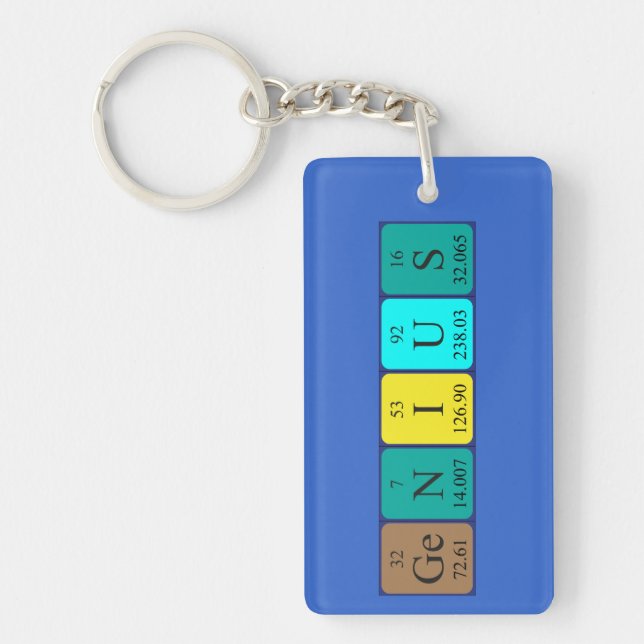 Genius periodic table name keyring (Front)