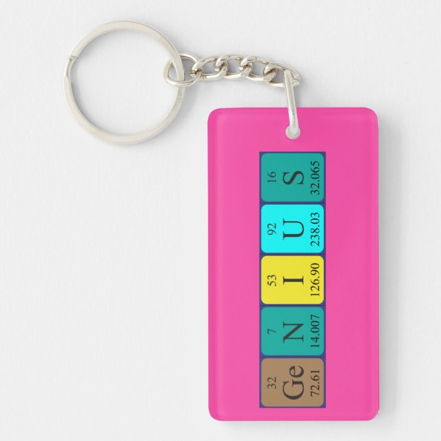 Genius periodic table name keyring (Front)
