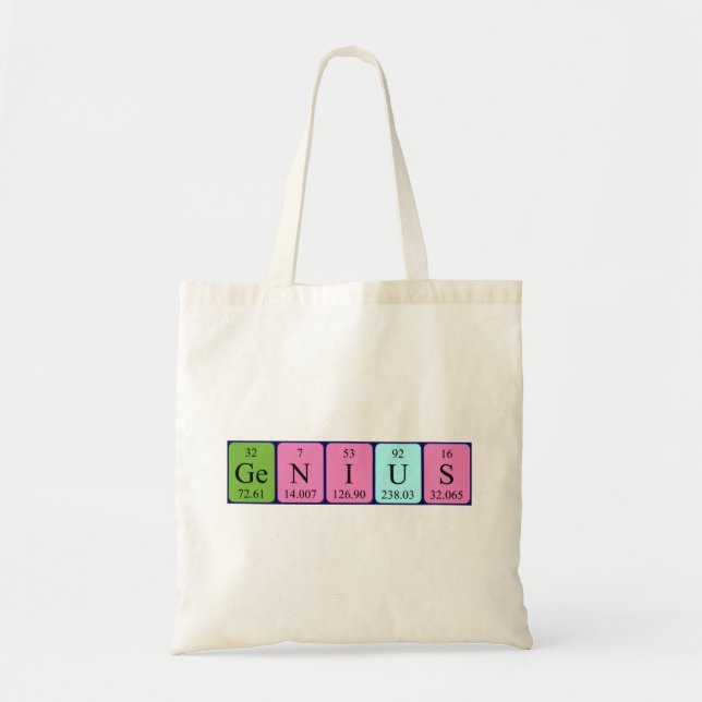 Genius periodic table name tote bag (Front)