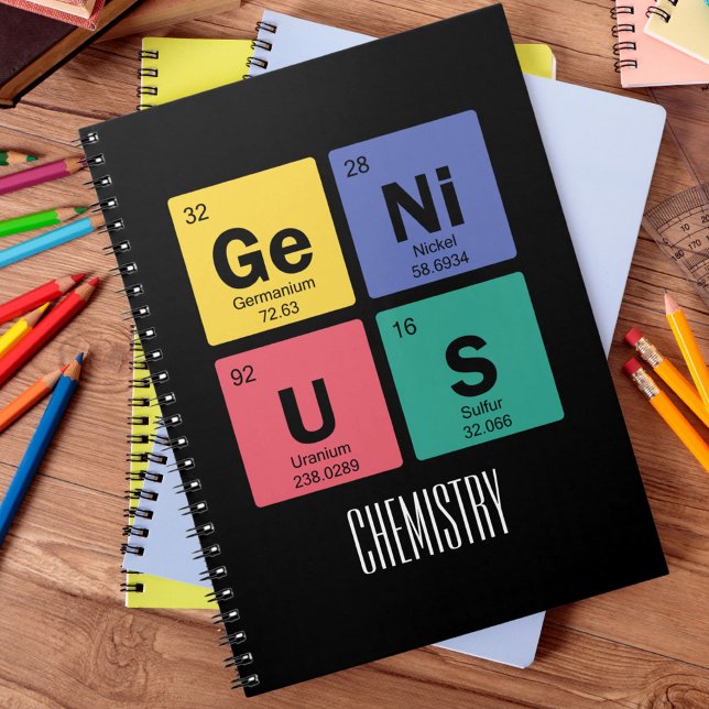 Genius | Periodic Table of Elements Subject Notebook (Customize with a subject name, class, etc.  Available in multiple sizes and types. )