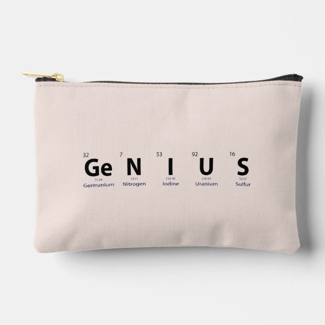 'Genius' Periodic Table - Soft Blush Beige Accessory Pouch (Front)