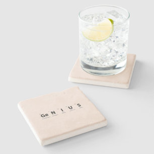 'Genius' Periodic Table - Soft Blush Beige Stone Coaster