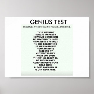 Genius Test poster with text to test your mind