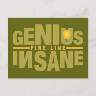 GENIUS VS INSANE custom postcard