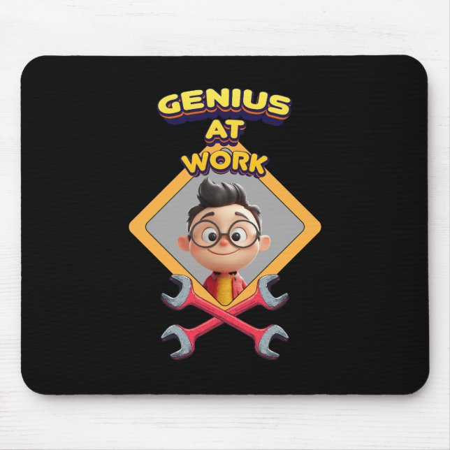 genius work funny geek repair computer animation c mouse mat (Front)