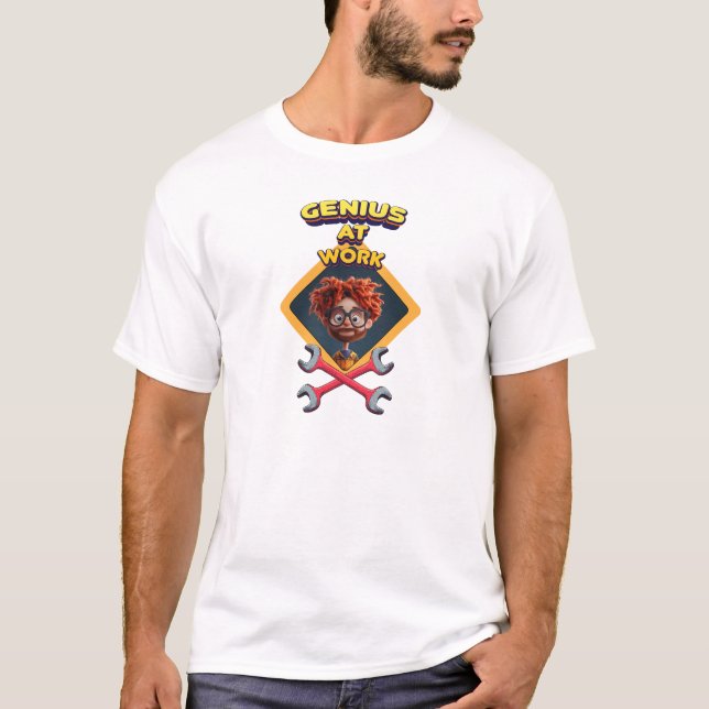 genius work funny geek repair computer animation c T-Shirt (Front)