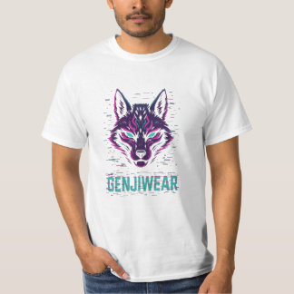 Genjiwear Cyber Kitsune – Neon Fox Spirit Glitch T T-Shirt