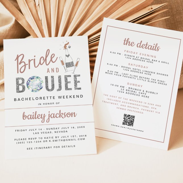 GENNA | Bride and Boujee Bachelorette Itinerary Invitation (Creator Uploaded)