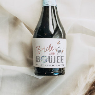 Genna - Rose Gold Silver Glitter Bride & Boujee Sparkling Wine Label
