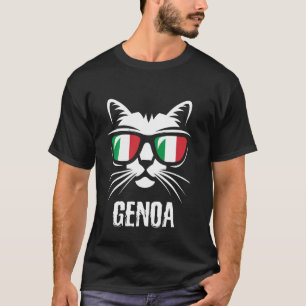 Genoa Italy Funny Cat Italian Flag T-Shirt