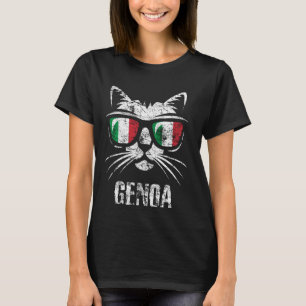 Genoa Italy Funny Cat Vintage Italian Flag T-Shirt