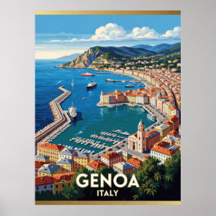 Genoa Italy Harbour Travel Scene ⚓ Poster